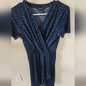 Black/blue Cheetah print wrap dress